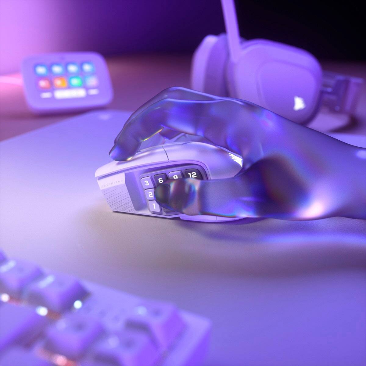 Alt View 39. CORSAIR - Scimitar Elite Wireless SE Gaming Mouse with 16 Programmable Buttons - White.