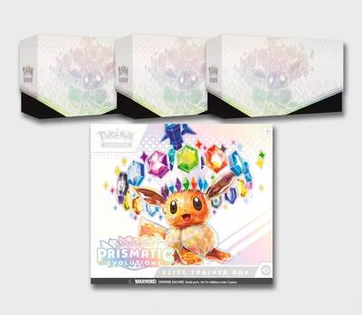 Pokmon TCG: Scarlet & Violet Prismatic Evolutions ET Box 3 Pack bundle - Best Buy Pokmon TCG: Scarlet & Violet Prismatic Evolutions ET Box 3 Pack bundle - Best Buy
