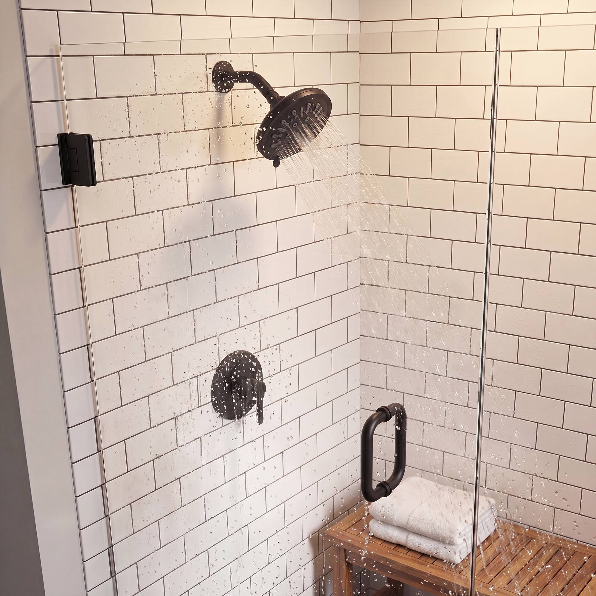 Alt View 9. Akicon - Akicon Adjustable High Pressure Shower head with 8-Setting Anti-Clogging Nozzles 2.5 gpm in Black - Black.