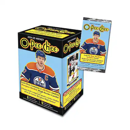 2024-25 HOCKEY O-Pee-Chee
Look for Base Set Retro Variation Cards!
Recherchez les cartes de l'ensemble de base avec variations!
Each Box Contains 4 All-Star Marquee Rookie Cards!
Chaque boîte comprend 4 cartes de recrue et/ou de marque étincelantes!
8 Cards per Pack
8 cartes par paquet
9 Packs per Box
9 paquets par boîte
BLASTER Exclusive!
Exclusivité BLASTER!