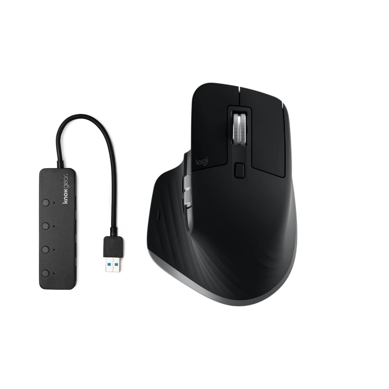 Logitech - MX Master 3S Wireless Mouse for Mac with 4-Port USB 3.0 Hub - Wireless - Gray
