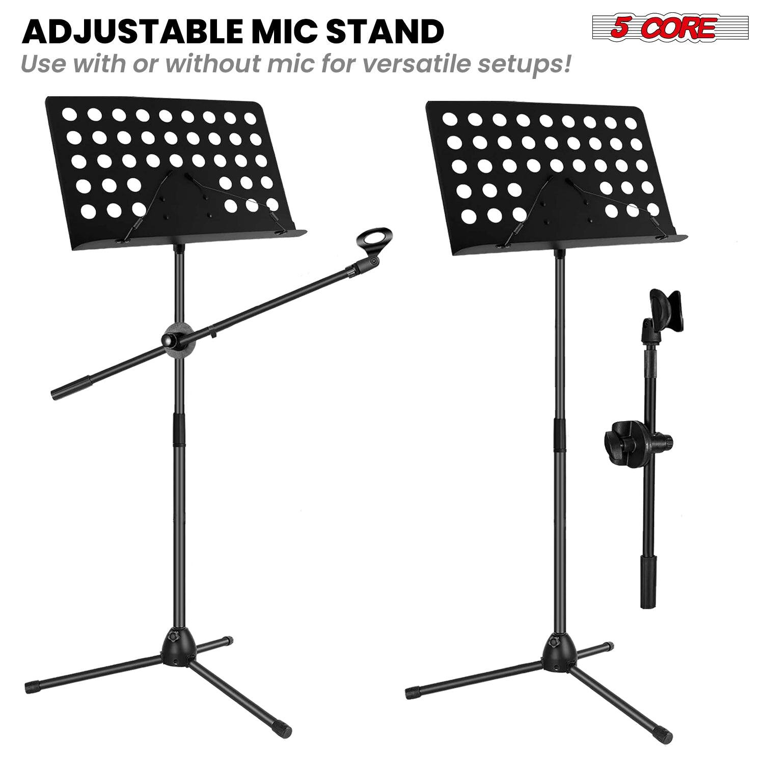 ADJUSTABLE MIC STAND  
Use with or without mic for versatile setups!  

5 CORE