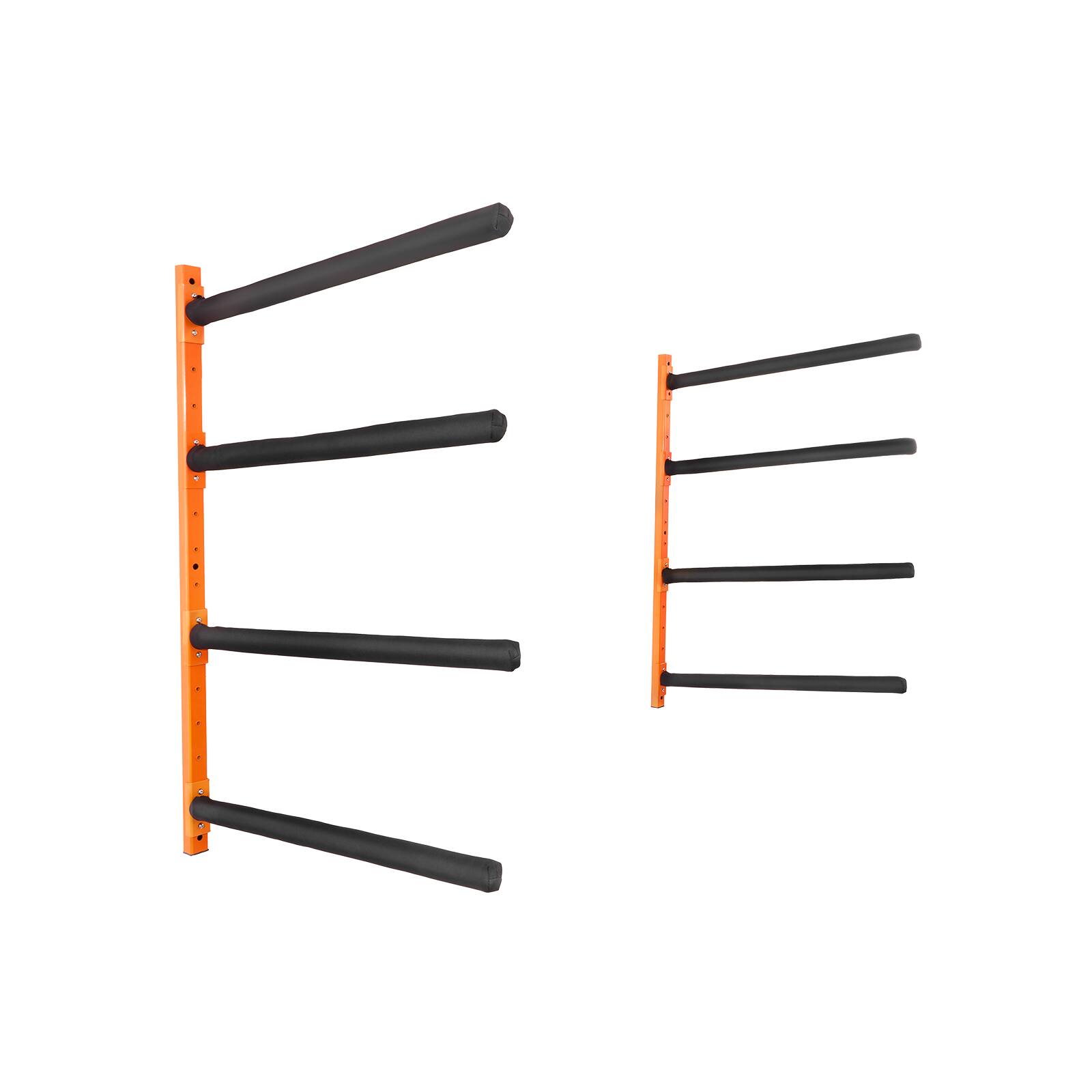 Alt View 5. VEVOR - Wall Kayak Storage Rack, 4-Capacity Wall Mounted Kayak Holders for Kayak Canoe Paddle Board, Kayak Storage Hooks - Black;Orange.