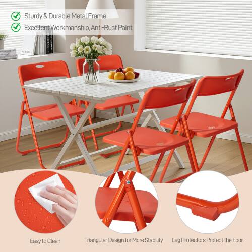 Sturdy & Durable Metal Frame  
Excellent Workmanship, Anti-Rust Paint  
Easy to Clean  
Triangular Design for More Stability  
Leg Protectors Protect the Floor