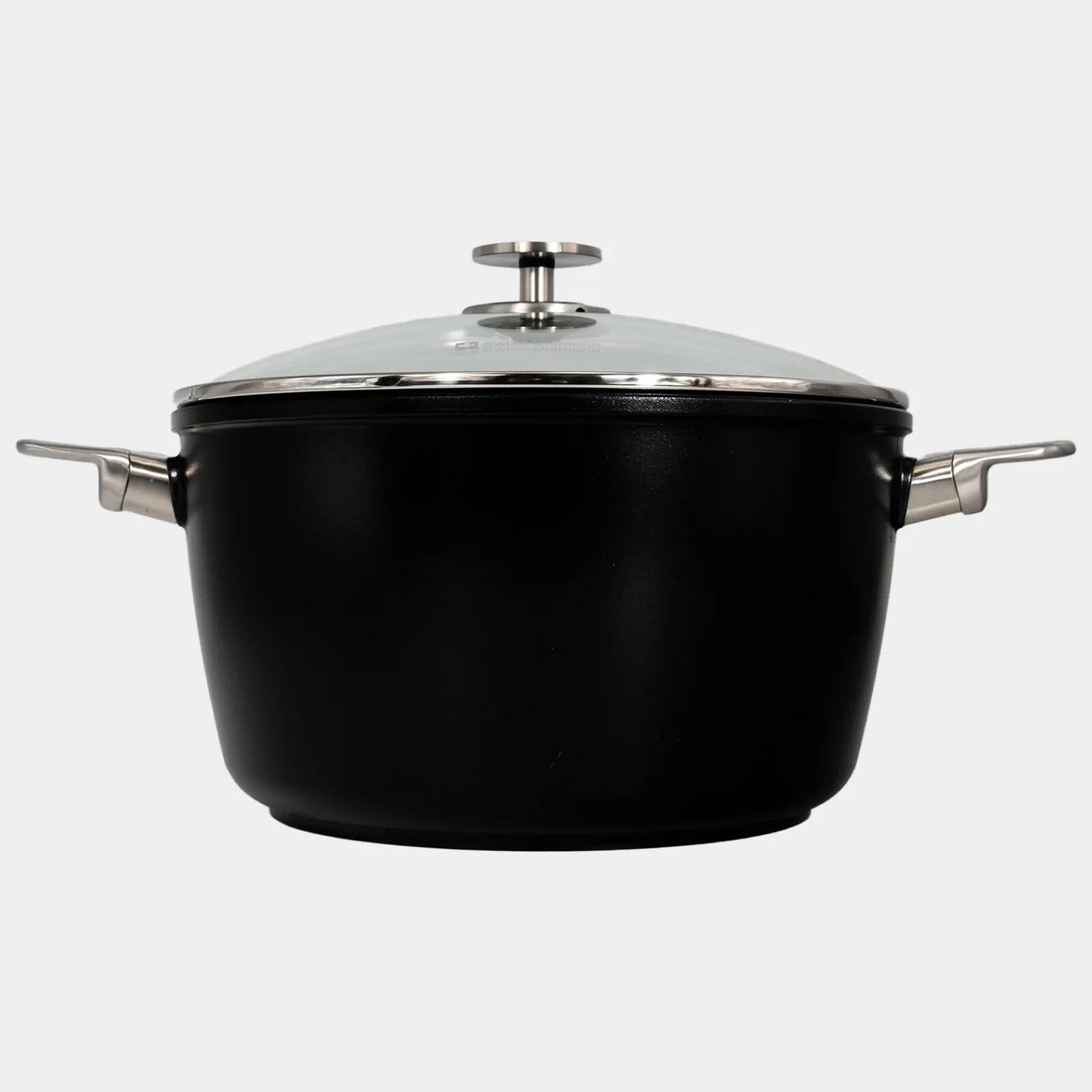 Alt View 1. Swiss Diamond - CHD Nonstick Stock Pot with Glass Lid, 5.5 qt - Black.