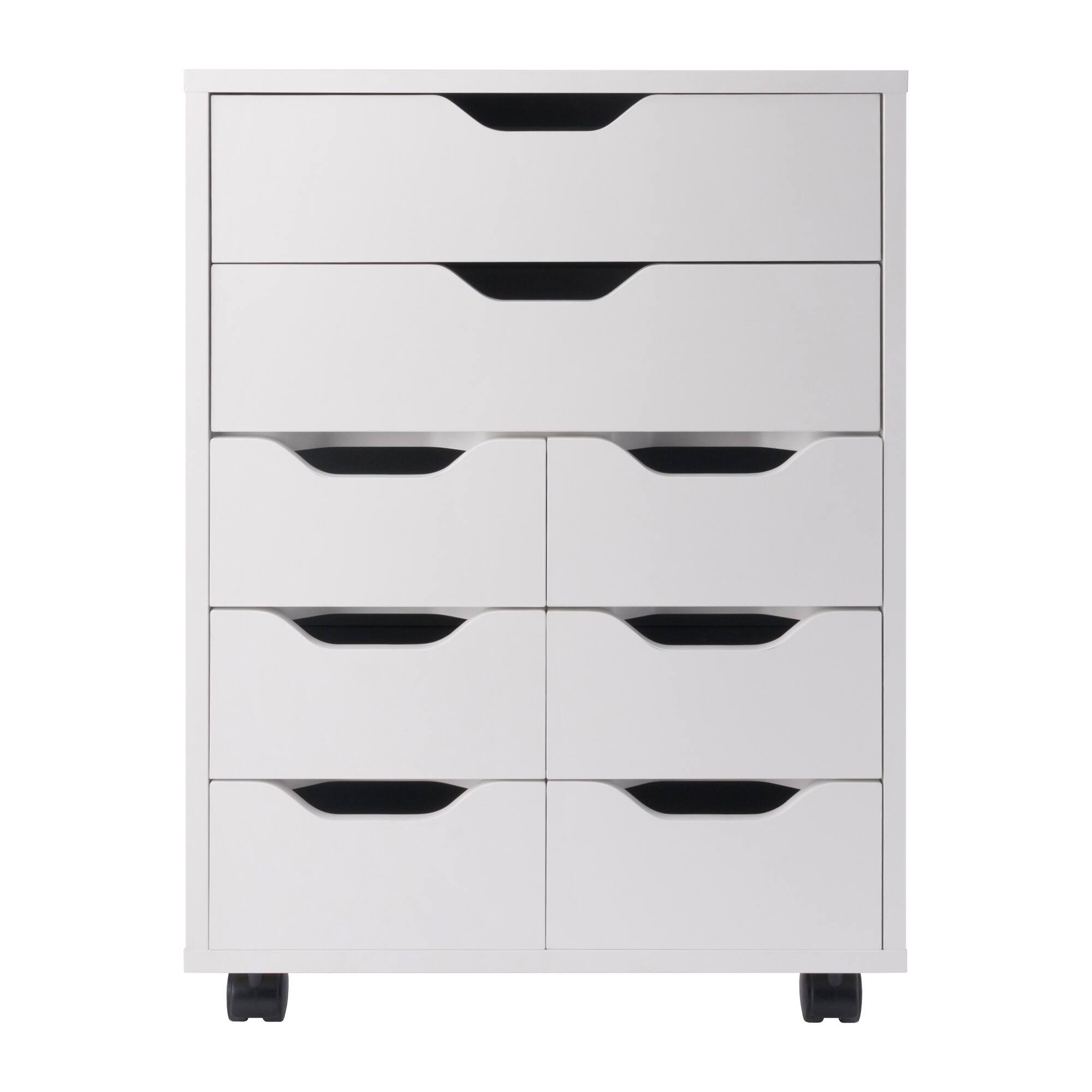 Alt View 3. Winsome Wood - Norfolk 6 Bins, 2 Drawer Mobile Cabinet - White.