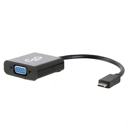 Front. C2G - 757120294719 USB C to VGA Video Adapter Converter - Black - USB 3.1 - 1080p - M/F - Dongle Hub - Black.