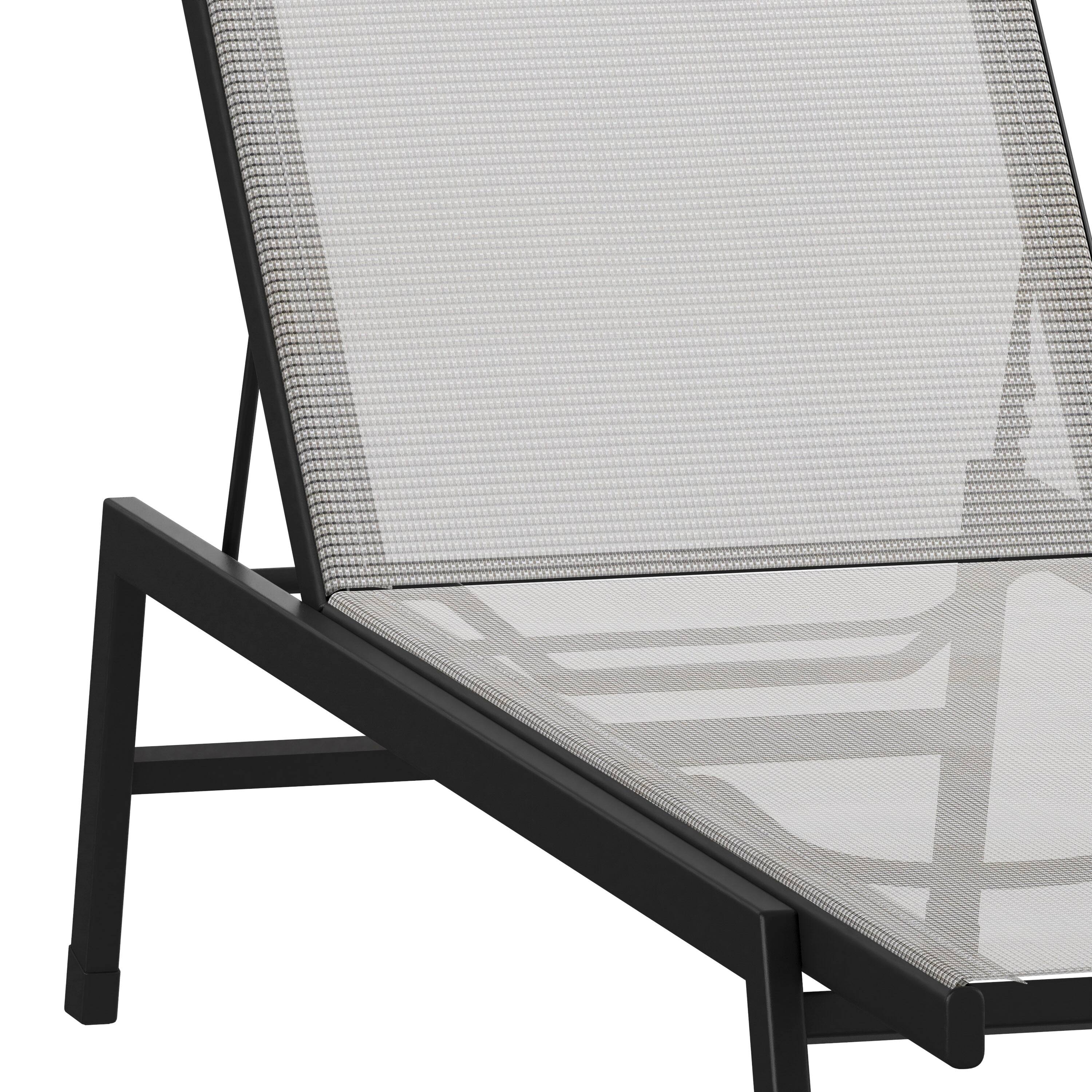 Alt View 10. Emma + Oliver - Braelin Textilene Adjustable 5 Position Patio Chaise Lounge and Metal Frame - Gray.