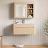 ModernMate - 30" Single Wall-Mounted Bathroom Vanity Set with Mirror Cabinet, Soft-Close Doors, Solid Wood Legs - Natural Oak
