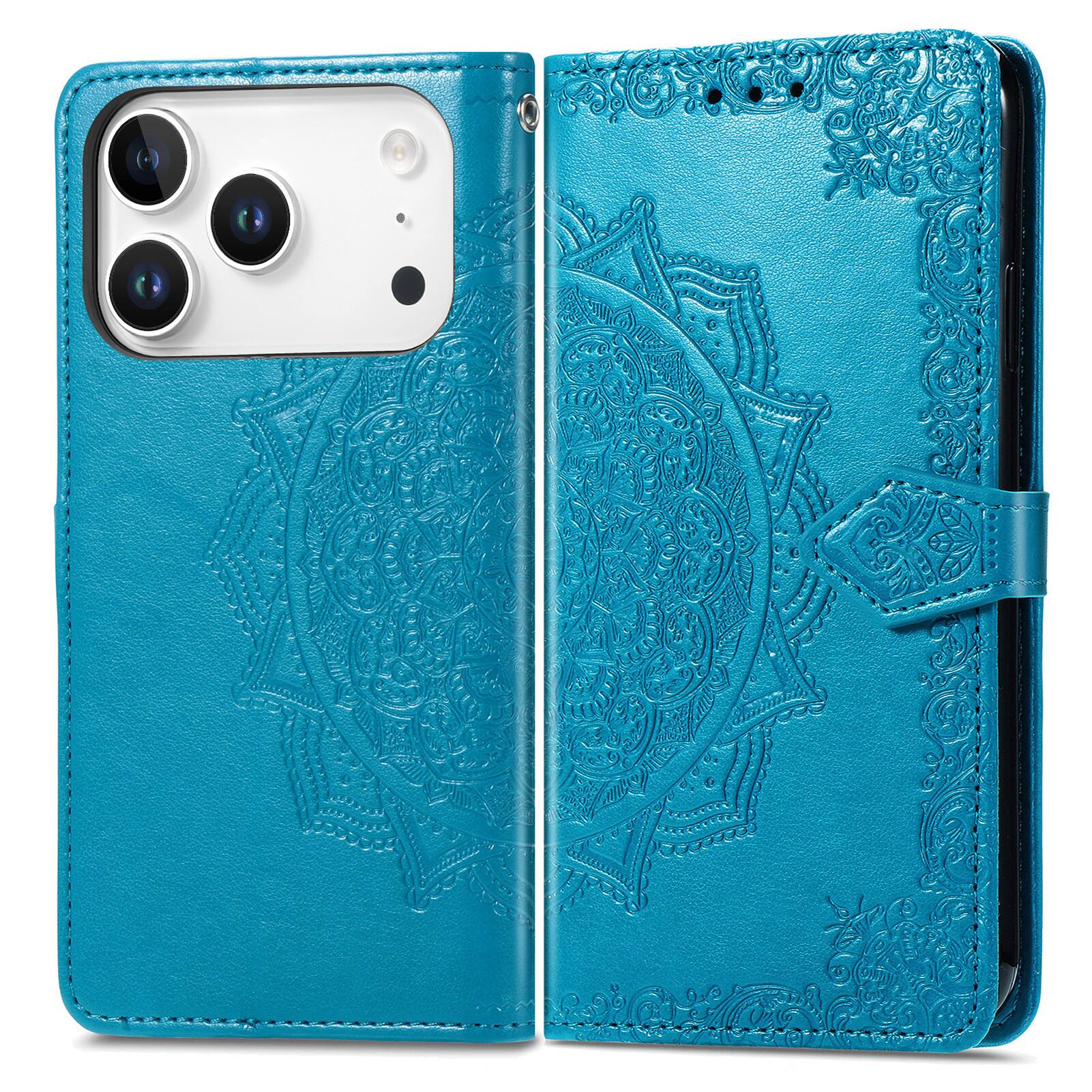Alt View 2. Dteck - Magnetic Wallet Case For Apple iPhone 17 Pro, Shockproof Card Slots Stand Flip Phone Protective Cover with Hand Strap - Blue.