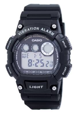 Casio - Digital Illuminator W-735H-1AVDF Mens Watch Vibration Alarm Backlight Stopwatch Timer 100M - Black