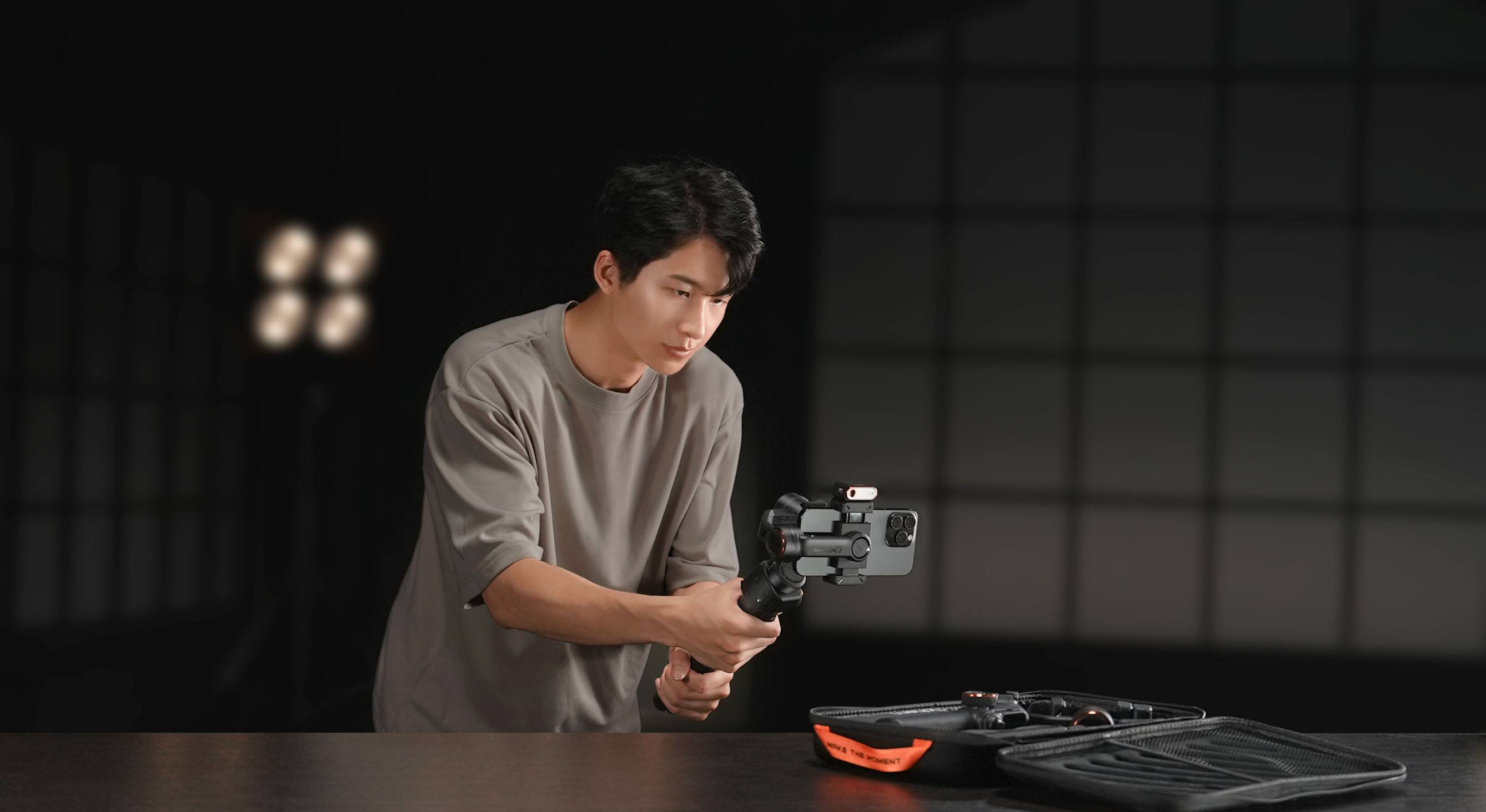 Alt View 18. Hohem - iSteady M7 3-Axis Gimbal Stabilizer for Smartphone w/ AI Tracking, Remote Control, Extendable Pole, & Magnetic RGB Light - Black.