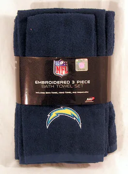 Northwest - Los Angeles LA Football Chargers Embroidered - 3 Piece Bath Towel Set - Multi