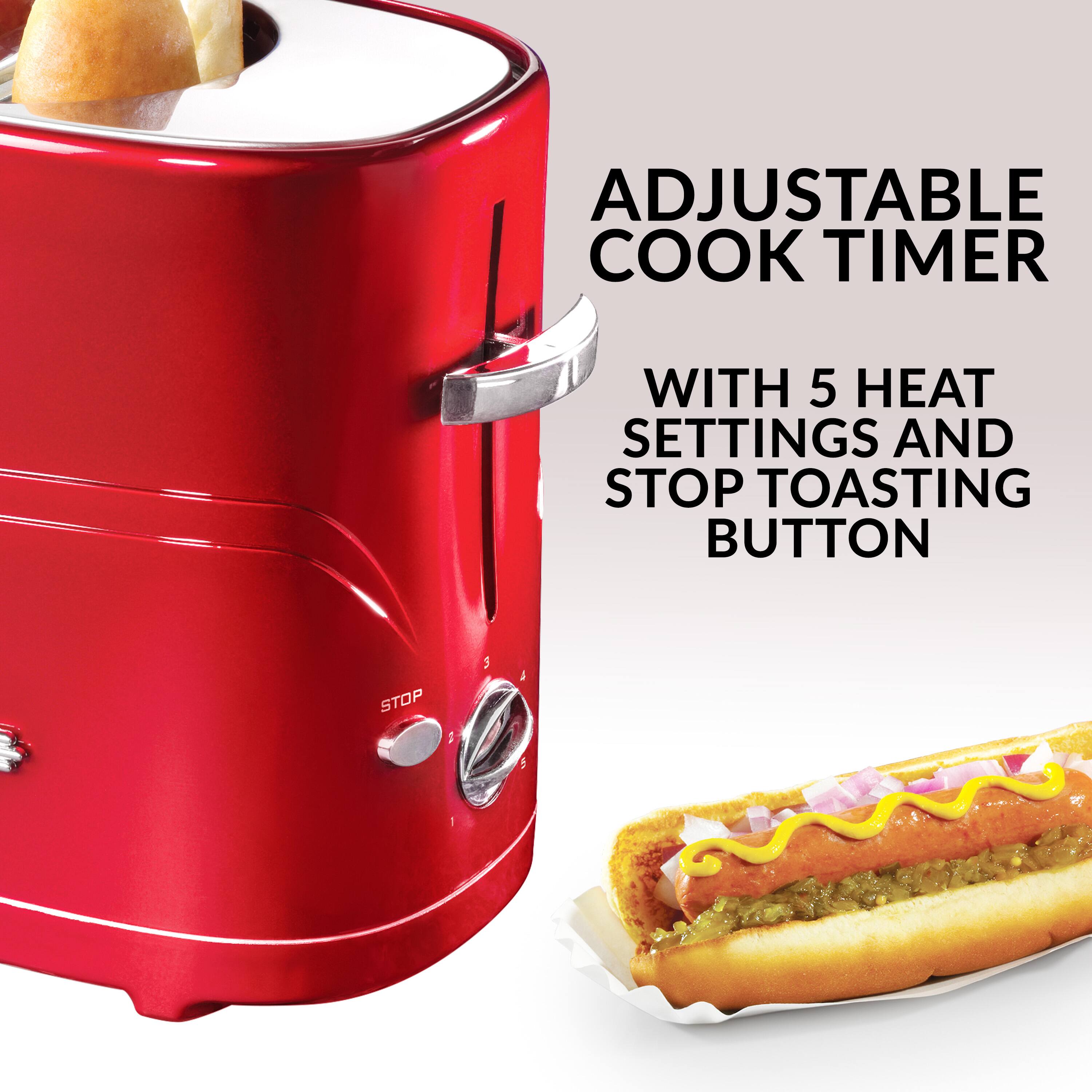 Left. Nostalgia - Retro Series Pop-Up Hot Dog Toaster - Red.
