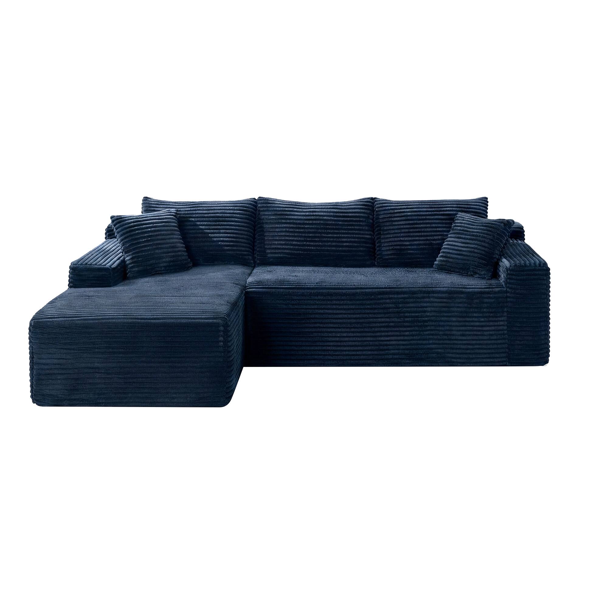 Alt View 1. Anysun - 107" Rabbit Hair Modular Cloud L-Shaped Sofa w/ Recliner, Modern Sleeper, Deep Seat, No Assembly Needed - Blue.