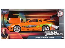 Brian's Toyota Supra with Graphics "Fast & Furious" Movie 1/24 Diecast Model Car by Jada - Orange