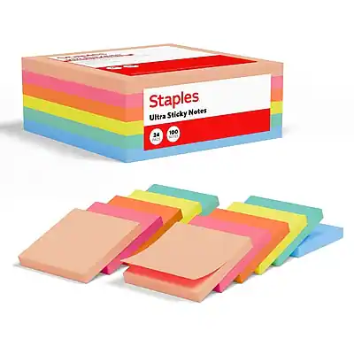 Staples Ultra Sticky Notes
24 Pads
100 M