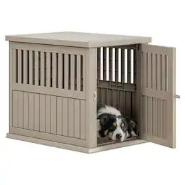 Yardgrace - 129 Indoor Dog Crate – Foldable Medium Kennel, Secure Locks, Removable Tray, Easy-Clean, Travel-Friendly, Crate Training - Brown