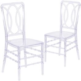 Emma + Oliver - 2 Pk Transparent Design Stacking Chair with Designer Back - Event Chair - UV Resistant - Crystal Ice