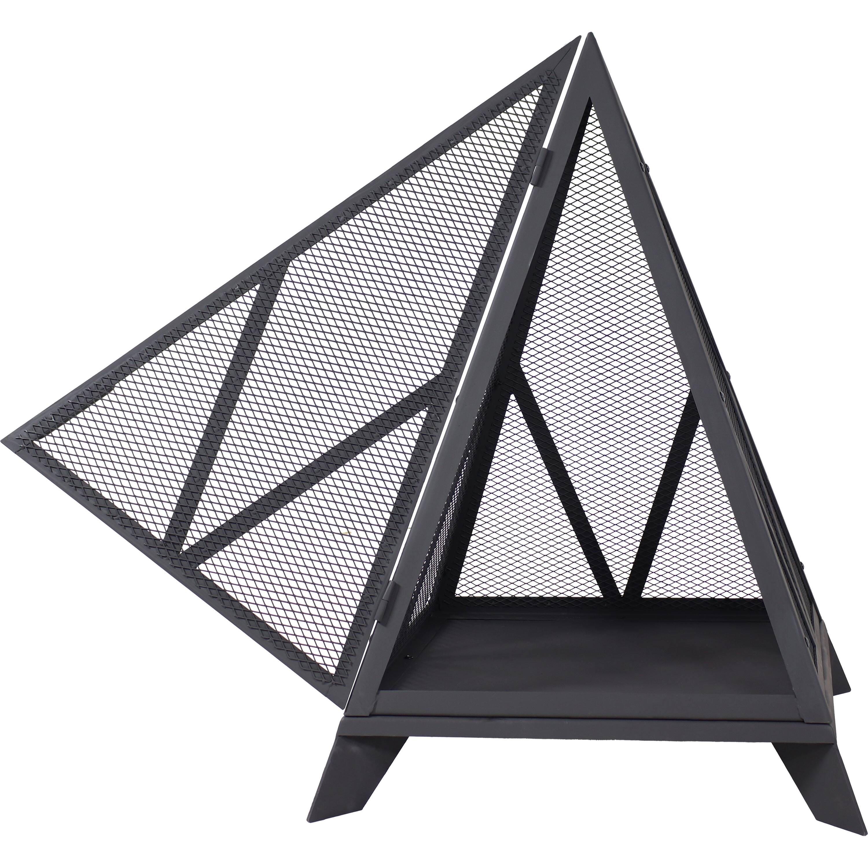 Alt View 6. Sunnydaze - Majestic Pyramid Heavy-Duty Steel Outdoor Fire Pit - Black.
