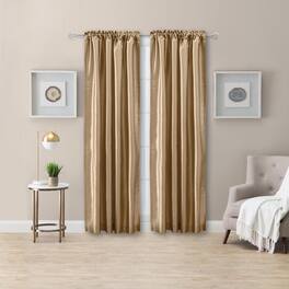 Ellis Curtain - Luna Faux-Silk Rod Pocket/Back Tab Tailored Pairs - 100x63" - Taupe