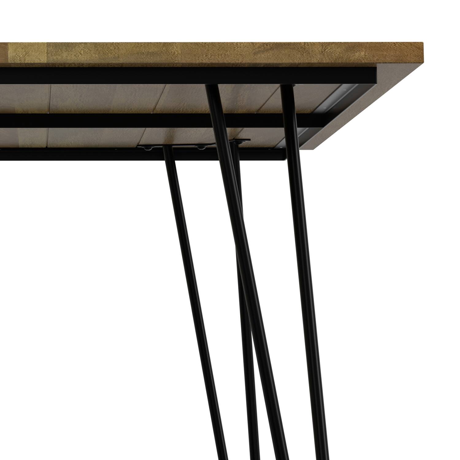 Alt View 6. Simpli Home - Hunter SOLID MANGO WOOD and Metal 66 inch x 40 inch Rectangle Industrial Dining Table in Light Brown - Light Brown.
