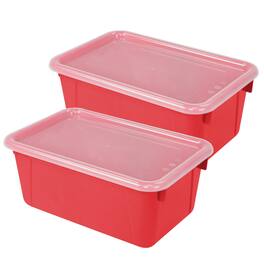 Storex - Small Cubby Bin, with Cover, Classroom Red, Pack of 2