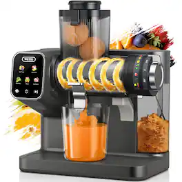 WETIE - Cold Press Masticating Juicer with Touch Screen, 3.54'' Wide Chute, Adjustable Pressure and 99% Juice Yield - Dark Gray