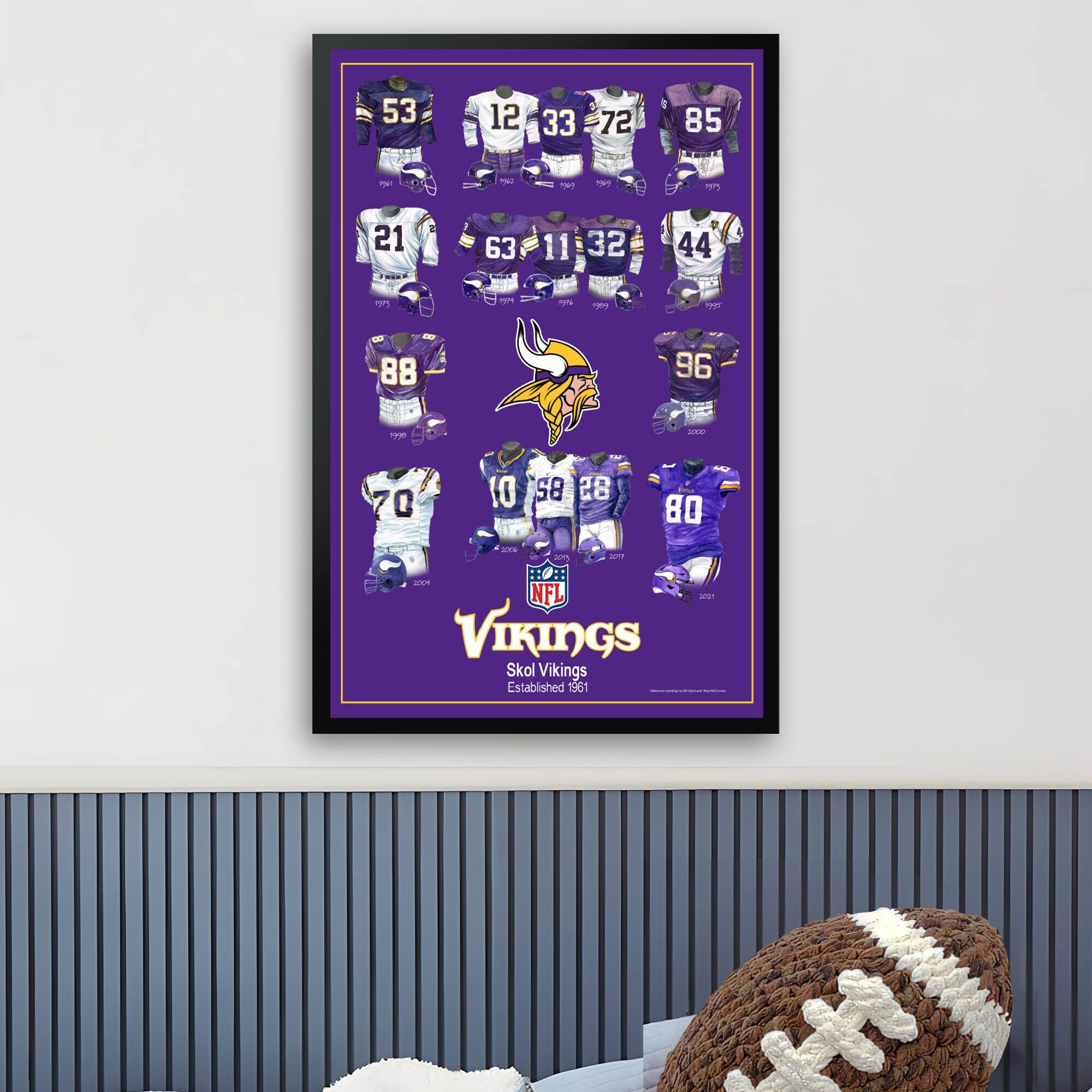 53 12 33 72 85  
21 63 11 32 44  
88 96 17 70 10  
B5 28 80  

NFL  
VIKINGS  
Skol Vikings  
Established 1961