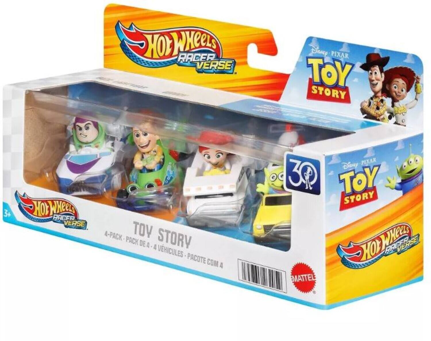 Hot Wheels Racer Verse  
Disney Pixar Toy Story  
4-Pack - Pack de 4 - Pack de 4 Vehículos - Pacote com 4  
Hot Wheels Racer Verse  
Disney Pixar Toy Story  
3+  
Mattel