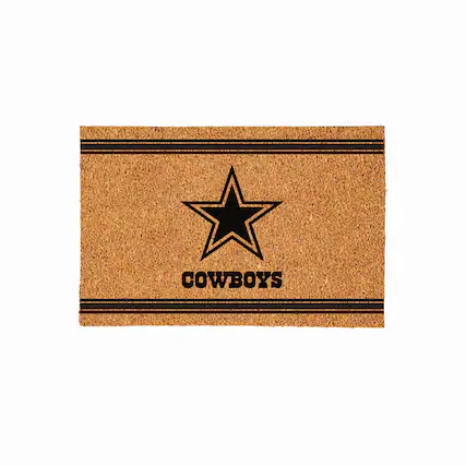 Front. Evergreen Enterprises - Dallas Cowboys 24" x 36" Outdoor Monochrome Team Logo Coir Mat - Brown.