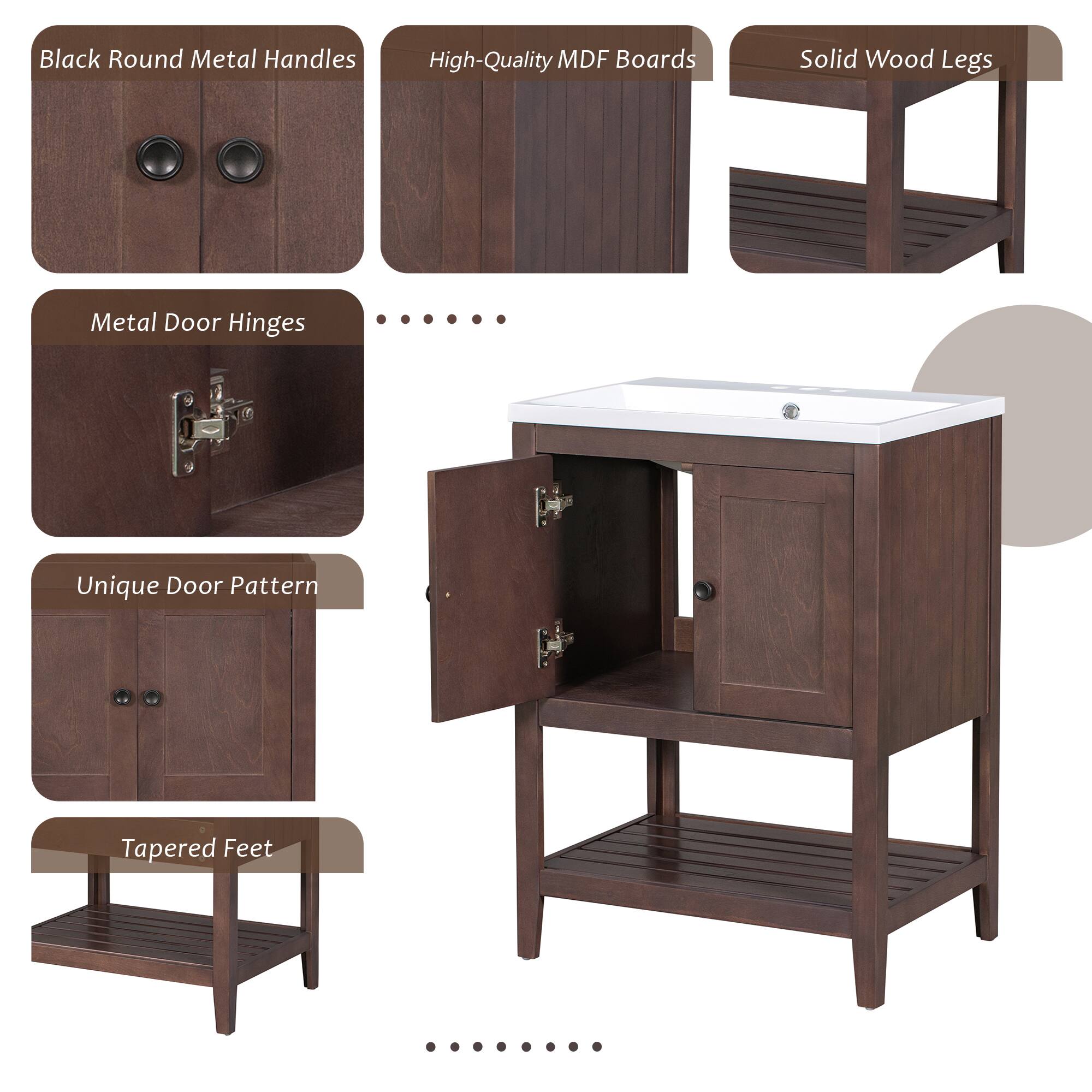- Black Round Metal Handles
- High-Quality MDF Boards
- Solid Wood Legs
- Metal Door Hinges
- Unique Door Pattern
- Tapered Feet