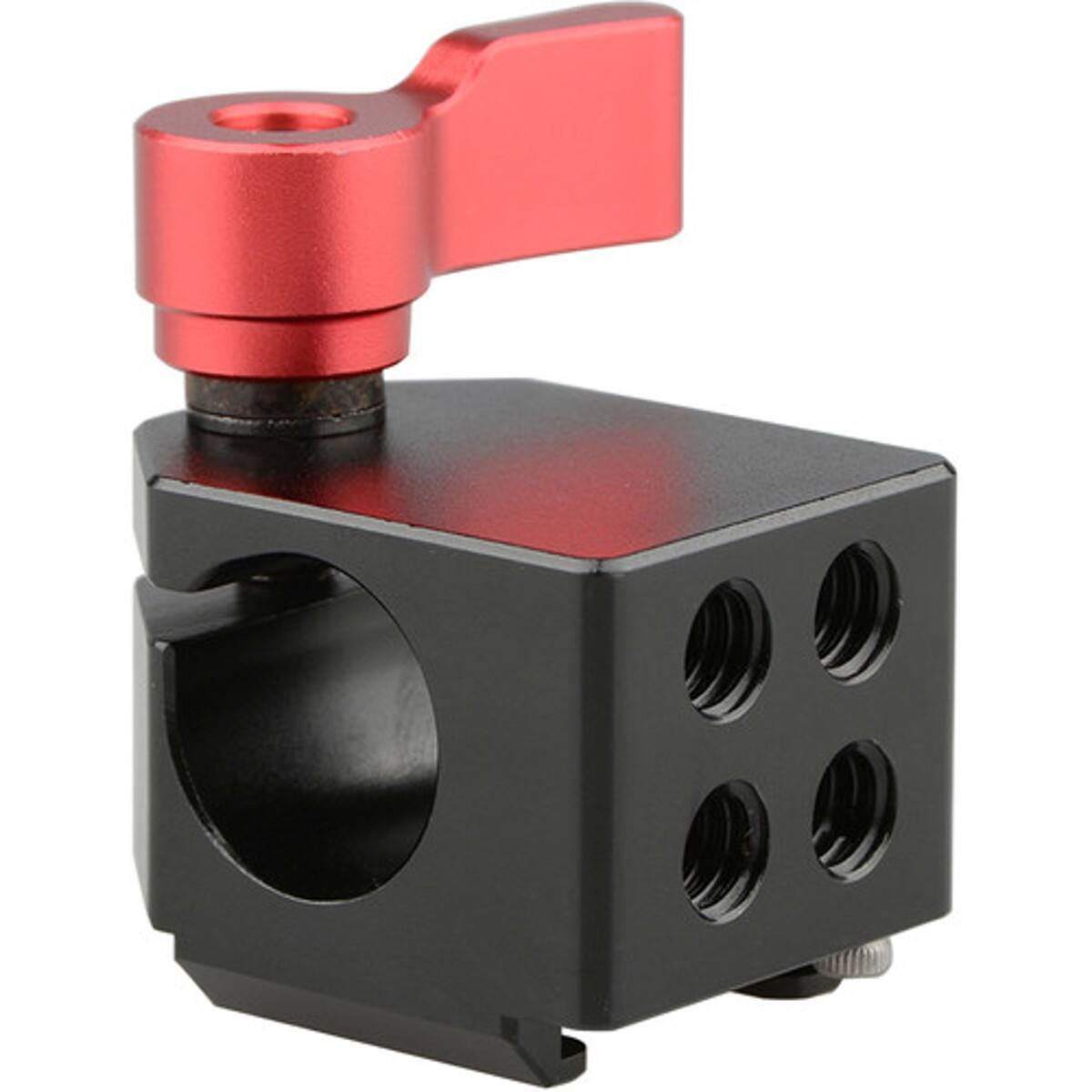 Front. CAMVATE - CAMVATE 15mm Rod Clamp with Cold Shoe, Red Knob.