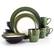 Alt View 8. Elama - Elama Grand Jade 16 Piece Luxurious Stoneware Dinnerware with Complete Setting for 4, 16pc - Jade.