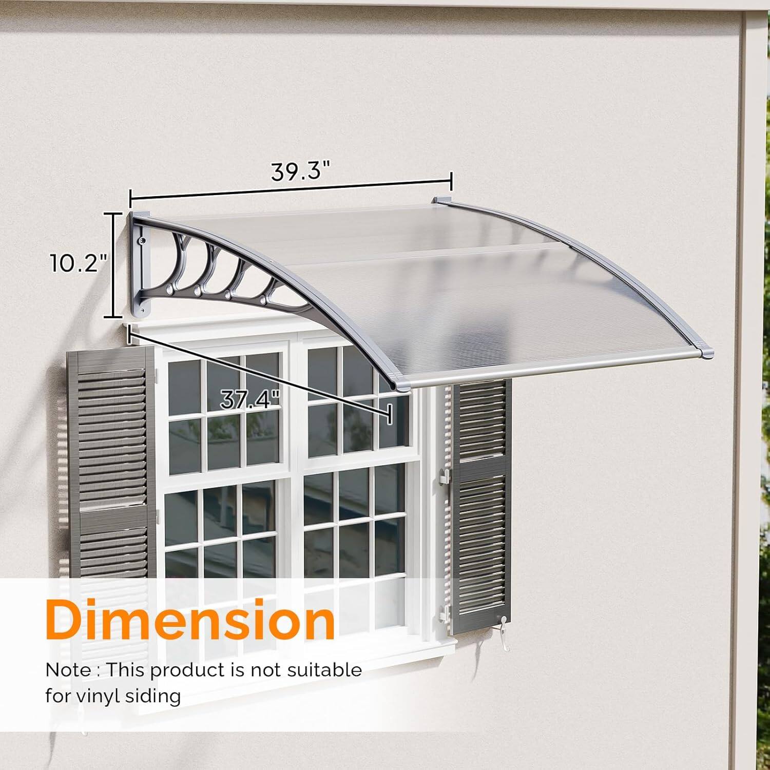 39.3" 10.2" 37.4"  
Dimension  
Note: This product is not suitable for vinyl siding