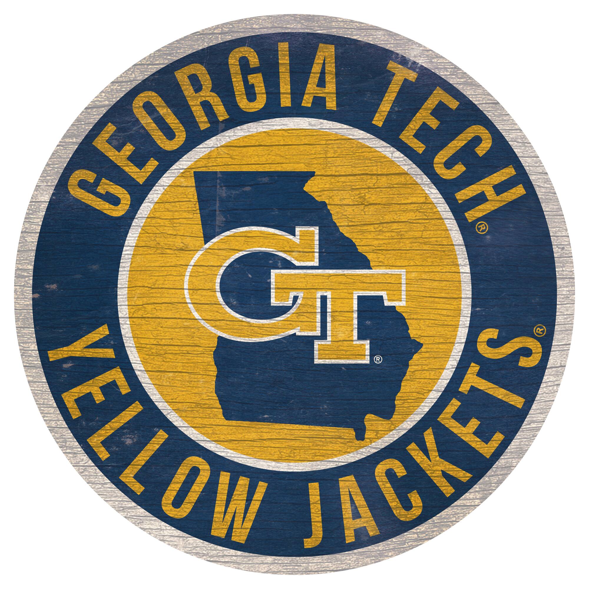 Georgia Tech Yellow Jackets 12'' x 12'' State Circle Sign