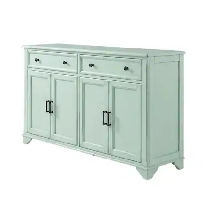 Front. Crosley Furniture - Tara Sideboard - Distressed Seafoam Blue.