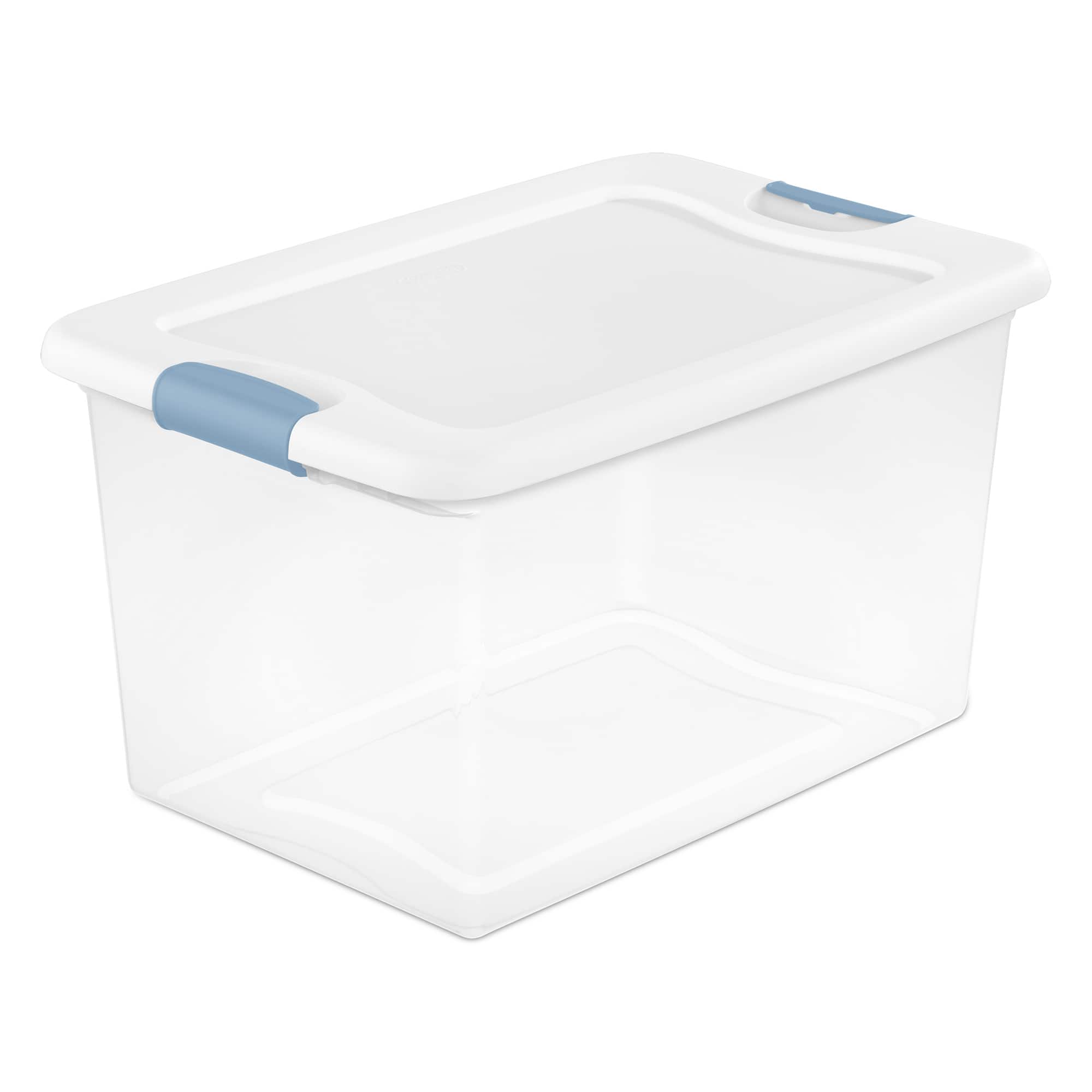Sterilite - 64 Qt Plastic Stackable Storage Bin w/ White Latch Lid, 18 Pack - Clear