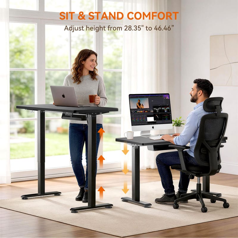 Lorbin 48×24 Inch Electric Standing Desk 3 Memory Heights Wooden