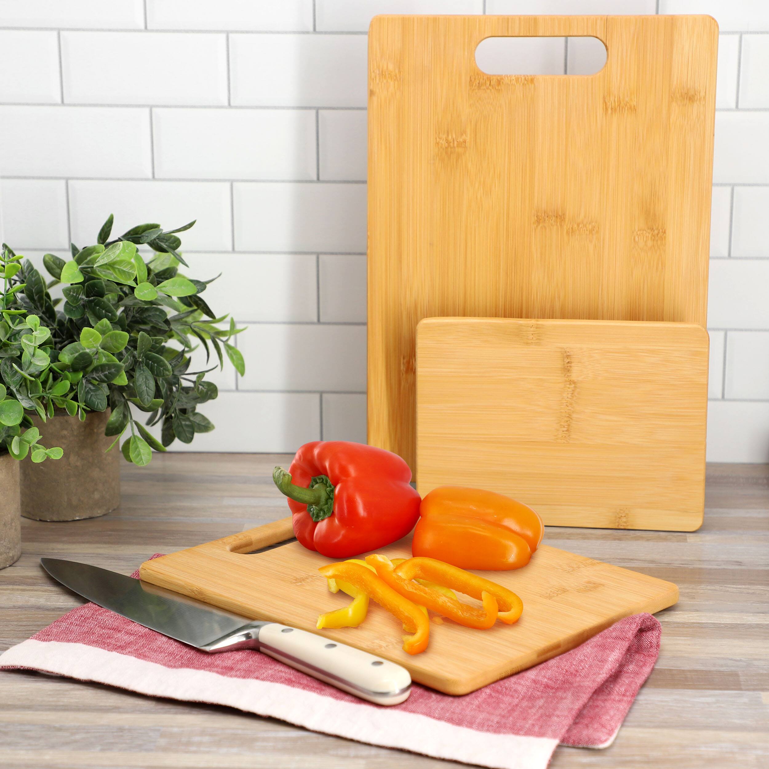 Alt View 5. MegaChef - MegaChef 3 Piece 8 Inch, 11 Inch, and 13 Inch Bamboo Wood Cutting Board Set - Brown.