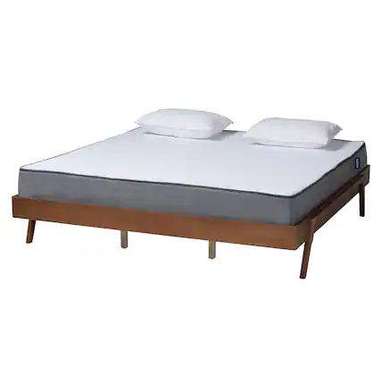Front. Baxton Studio - Sarita Mid-Century Modern Ash Walnut Finished Wood Bed Frame - Ash Walnut.