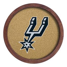 The Fan-Brand - San Antonio Spurs 20.25'' Round Faux Barrel Framed Cork Board - Multicolor