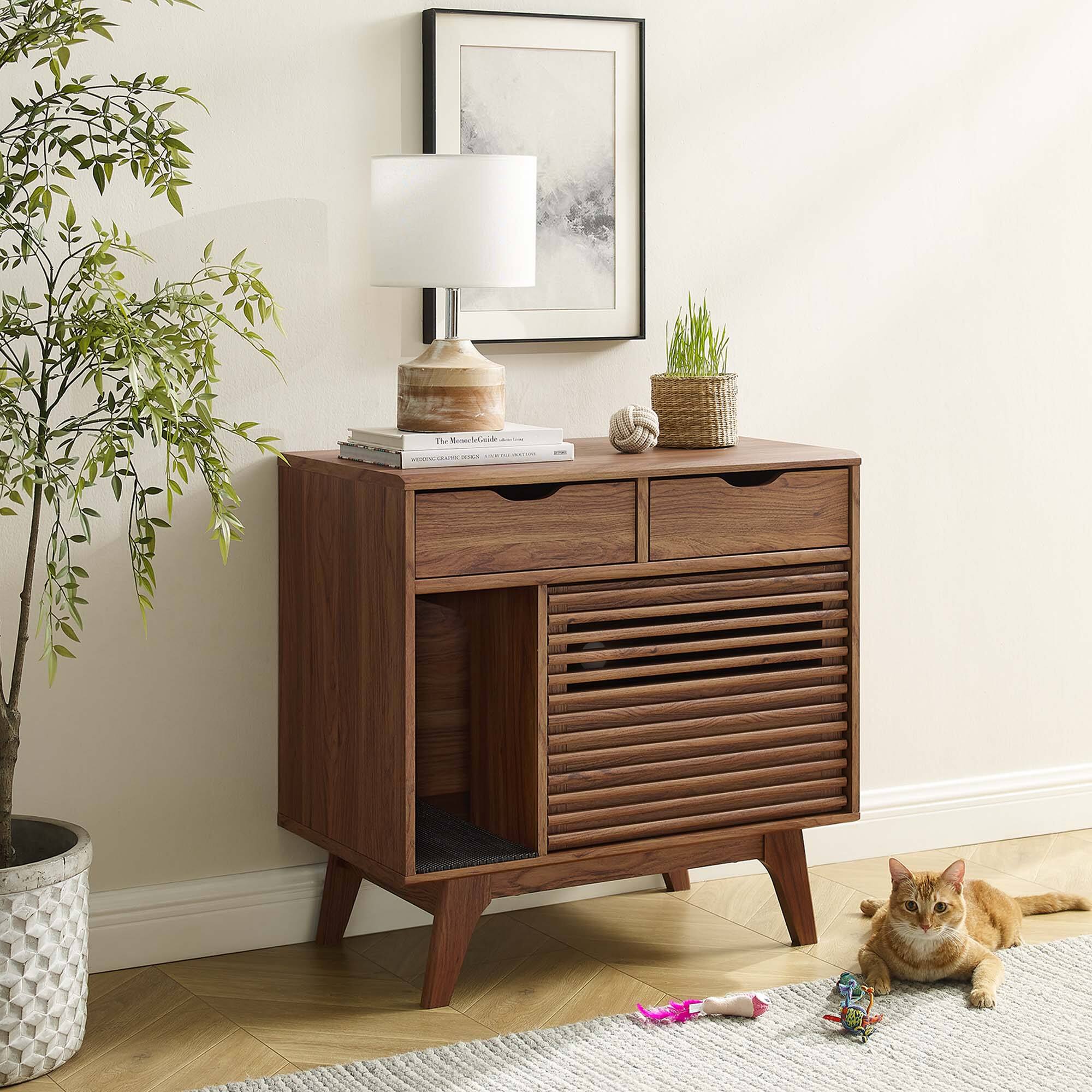Alt View 5. Modway - Render Cat Cabinet by Modway - Walnut.