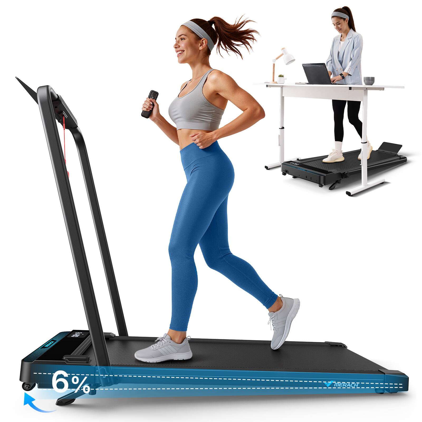 MERACH - T19 Walking Pad 2 in1 Folding Treadmill with Handle Bar & 6% Incline, 7.6MPH 3.0HP Easy Store, LED Screen, 300Lbs - Black price history on PriceWatchPro
