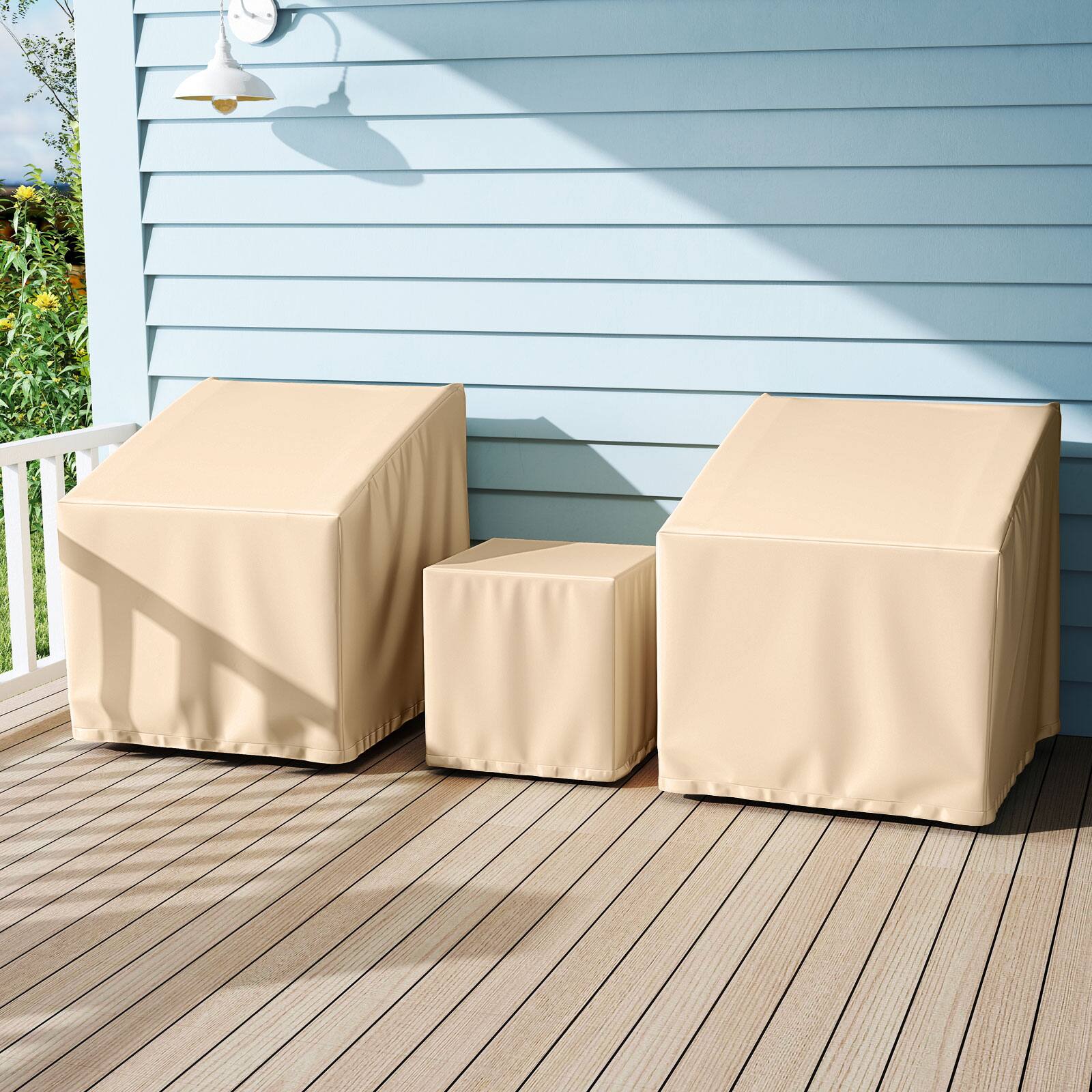 Alt View 1. Costway - Costway Patio Furniture Covers Waterproof Conversation Covers for 3 PCS Bistro Set - Beige.