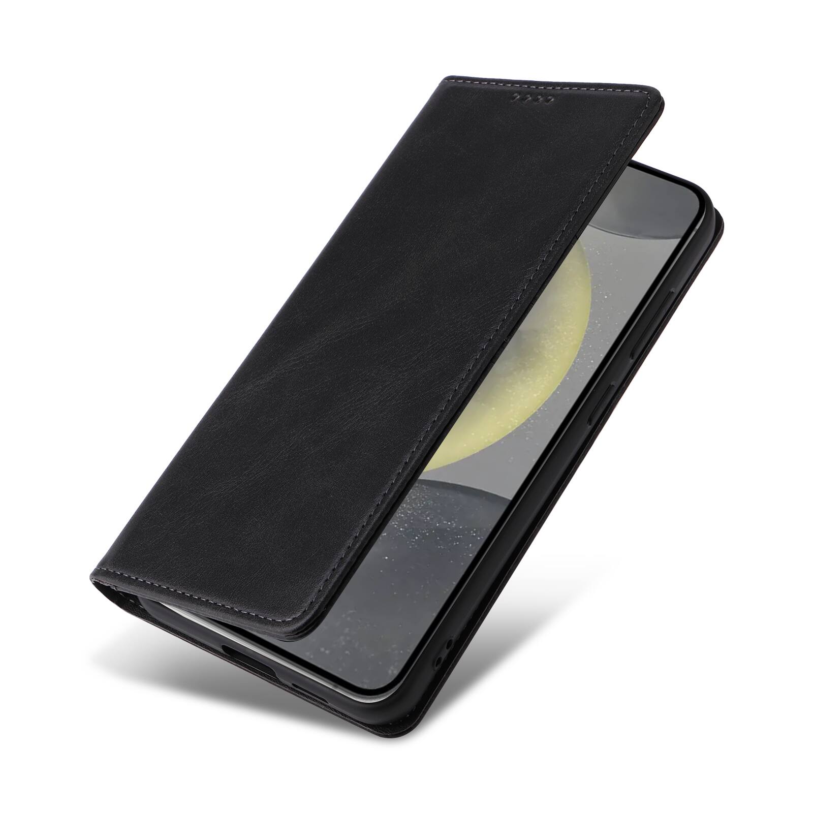 Left. Dteck - Folio Case for Samsung Galaxy S25,Wallet Case with Card Holder for Women Men,Shockproof PU Leather Flip Kickstand Cover - Black.