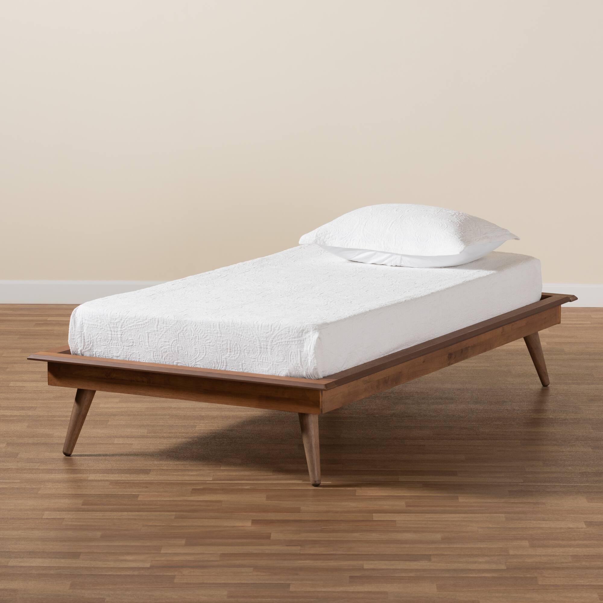 Alt View 2. Baxton Studio - Karine Mid-Century Modern Walnut Brown Finished Wood Platform Bed Frame - Ash Walnut.