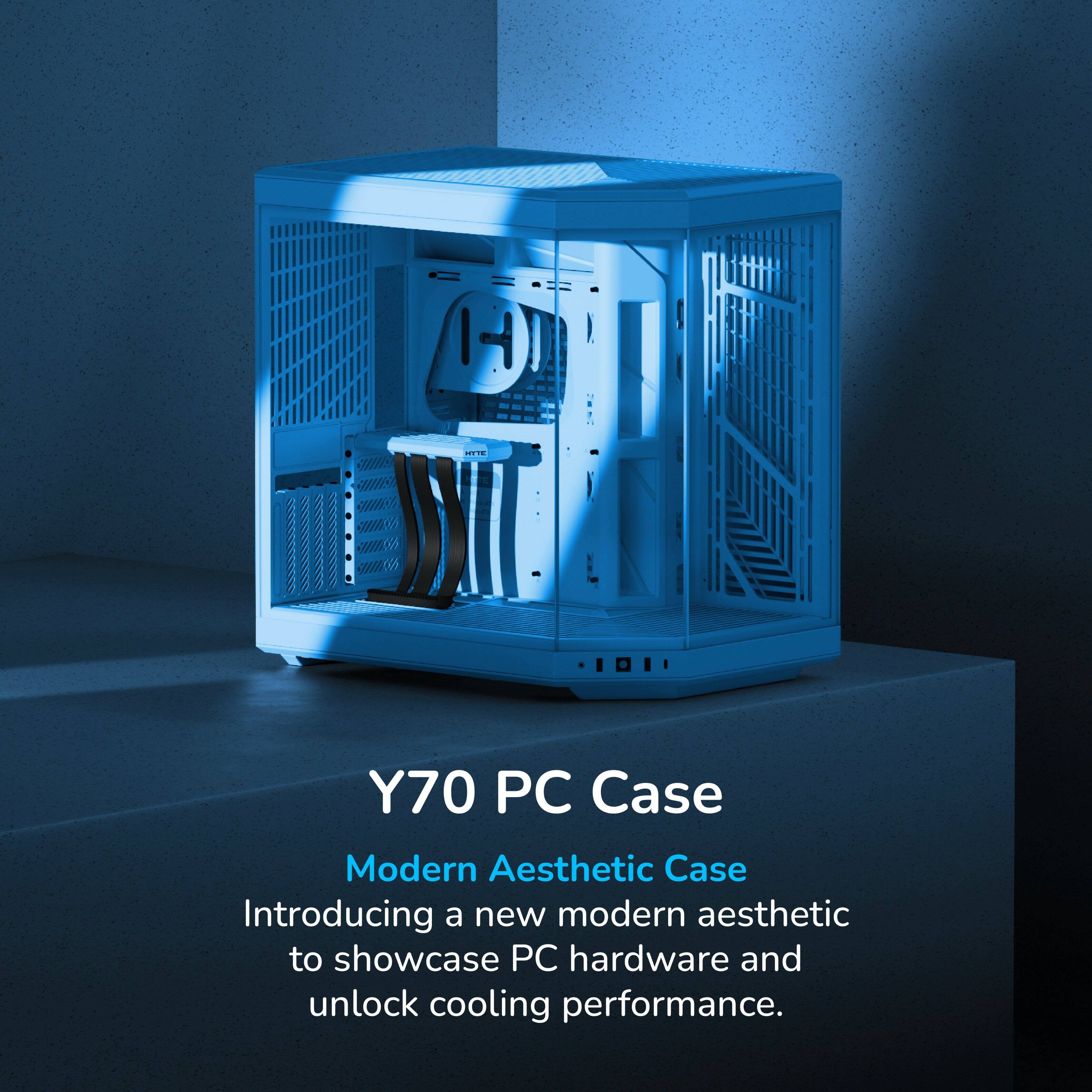 Y70 PC Case  
Modern Aesthetic Case  
Introducing a new modern aesthetic to showcase PC hardware and unlock cooling performance.