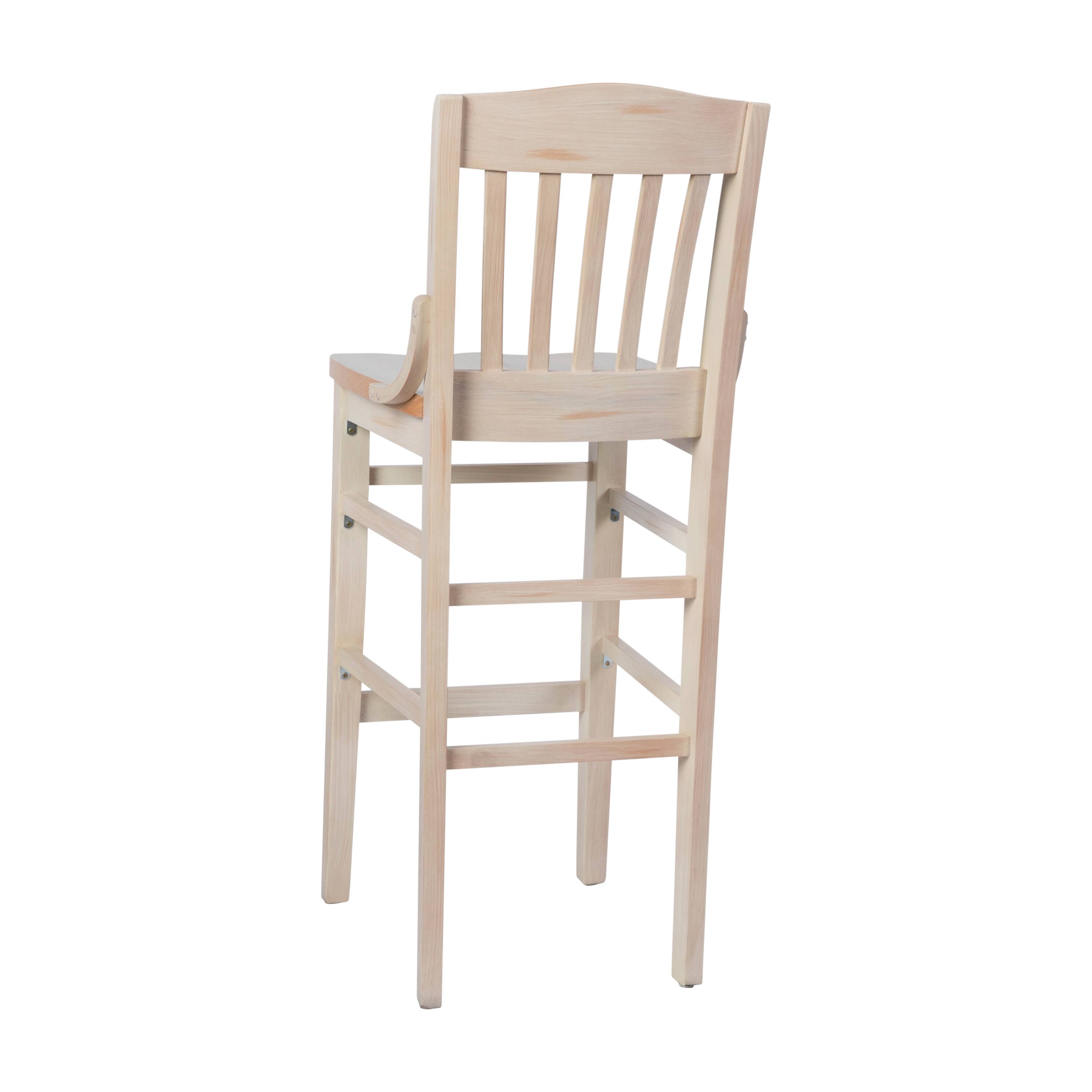 Back. Flash Furniture - HERCULES School House Back Antique White Wood Restaurant Barstool - White.