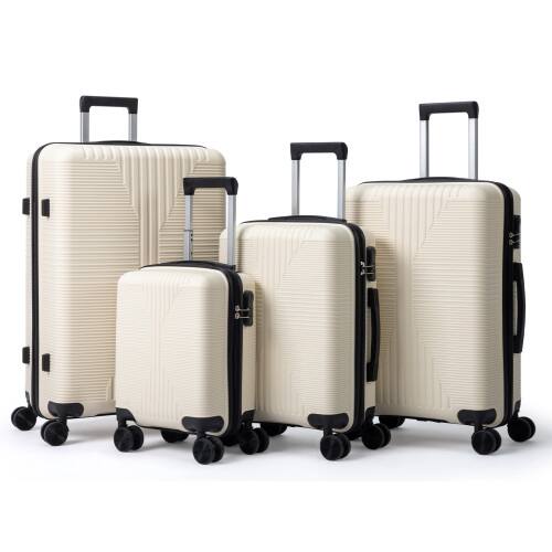 Winado - Carry on Luggage Sets 4 Piece PP Hard Case Suitcase Set with Built-in Lock Spinner Wheels 16"/20"/24"/28" - White